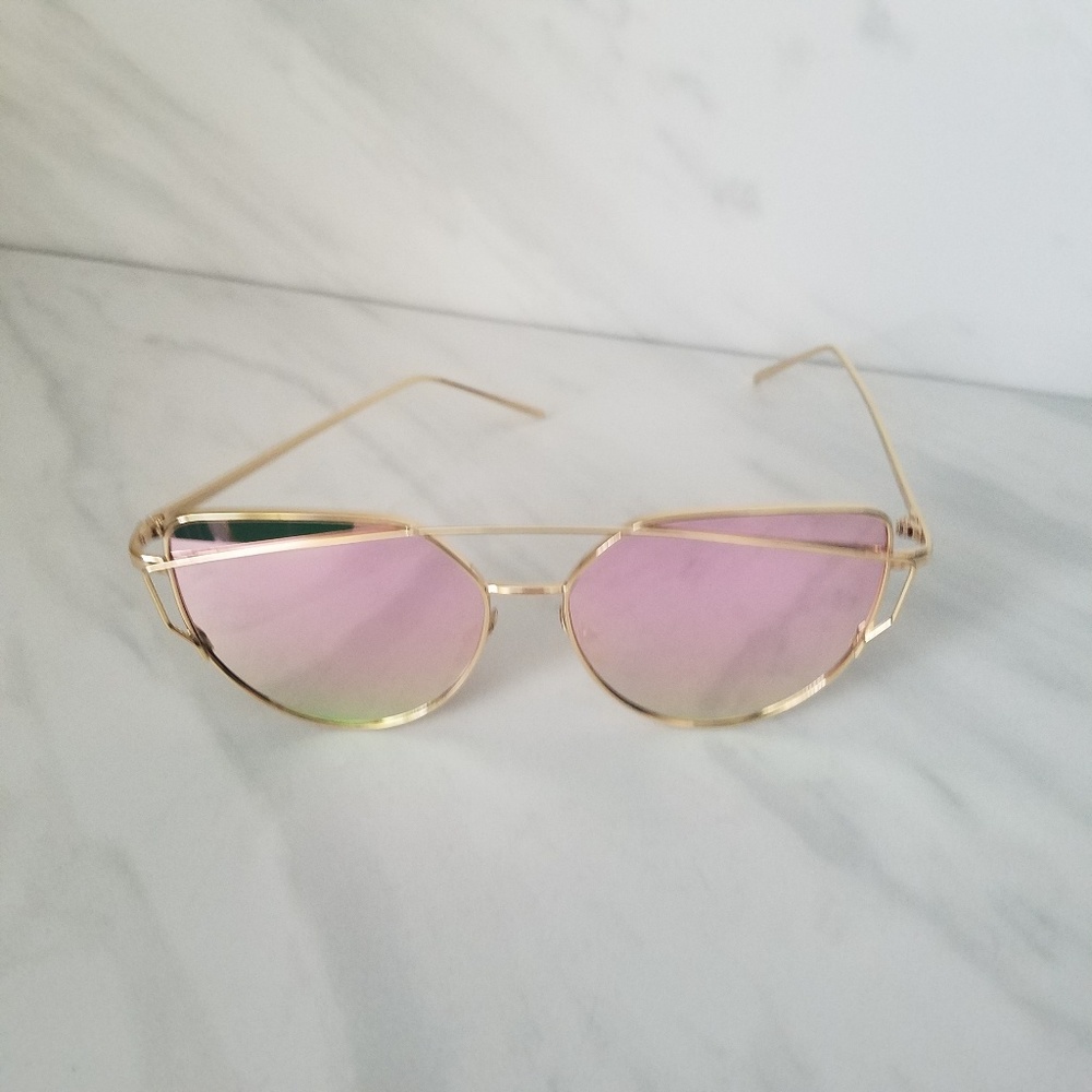 PINK MIRRORED Glasses Trendy - Picture 6 of 14